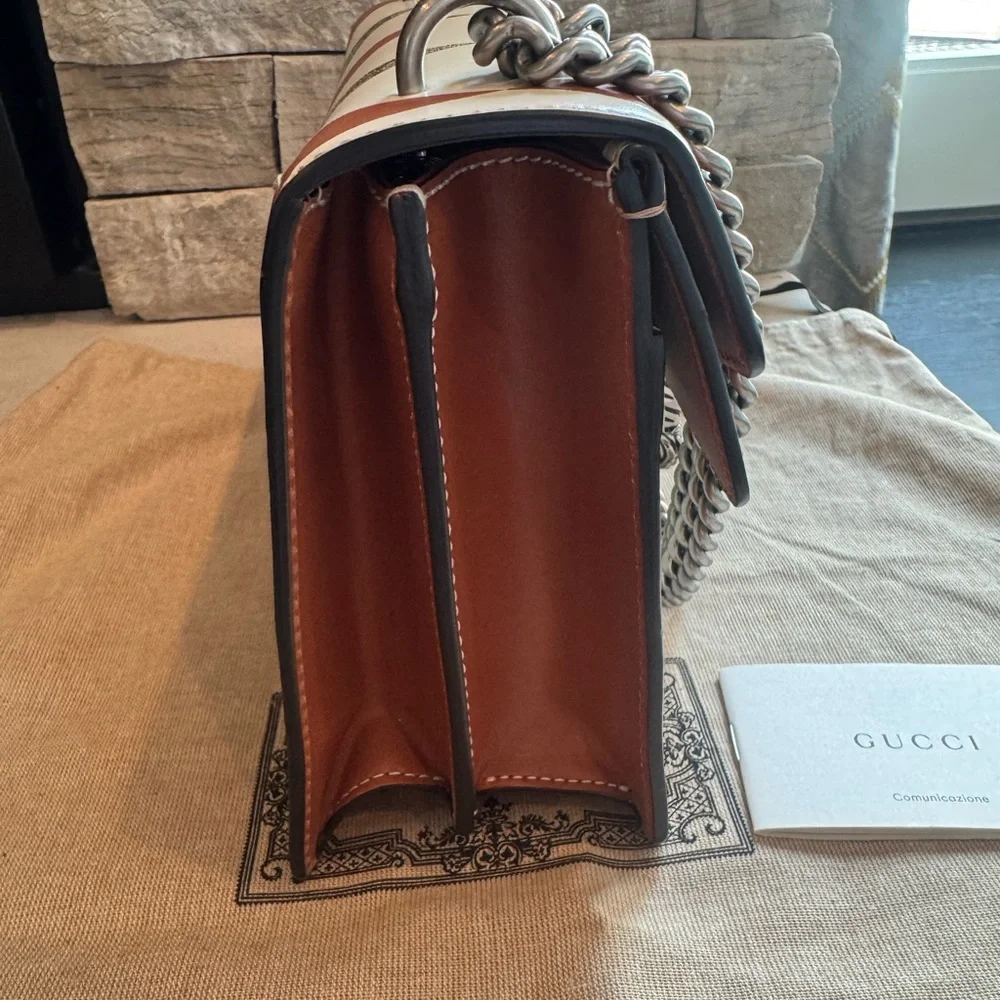 Gucci GG Dionysus Rhombus Print Shoulder Bag in Cream & Tan with Gray Accent - Picture 10 of 13